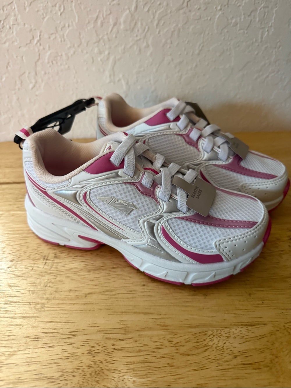 Avia White and Pink Kids' Athletic Sneakers